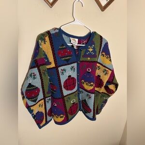Vintage Talbots Christmas Ornament Knit Sweater Cardigan